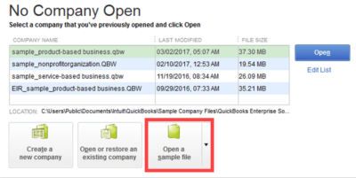 QBDT Sample Companies with current dates (2017 – 2018) to convert to QBO Sample Companies